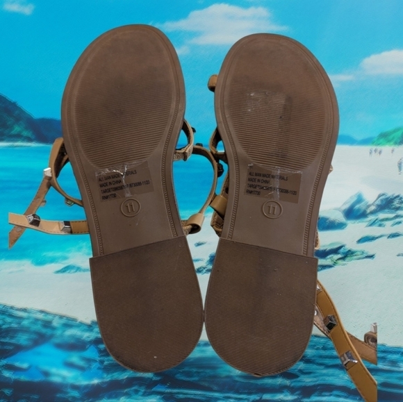 GUC A New Day Tan Studded Women's Gladiator Style Sandals Size 11 - Picture 7 of 10